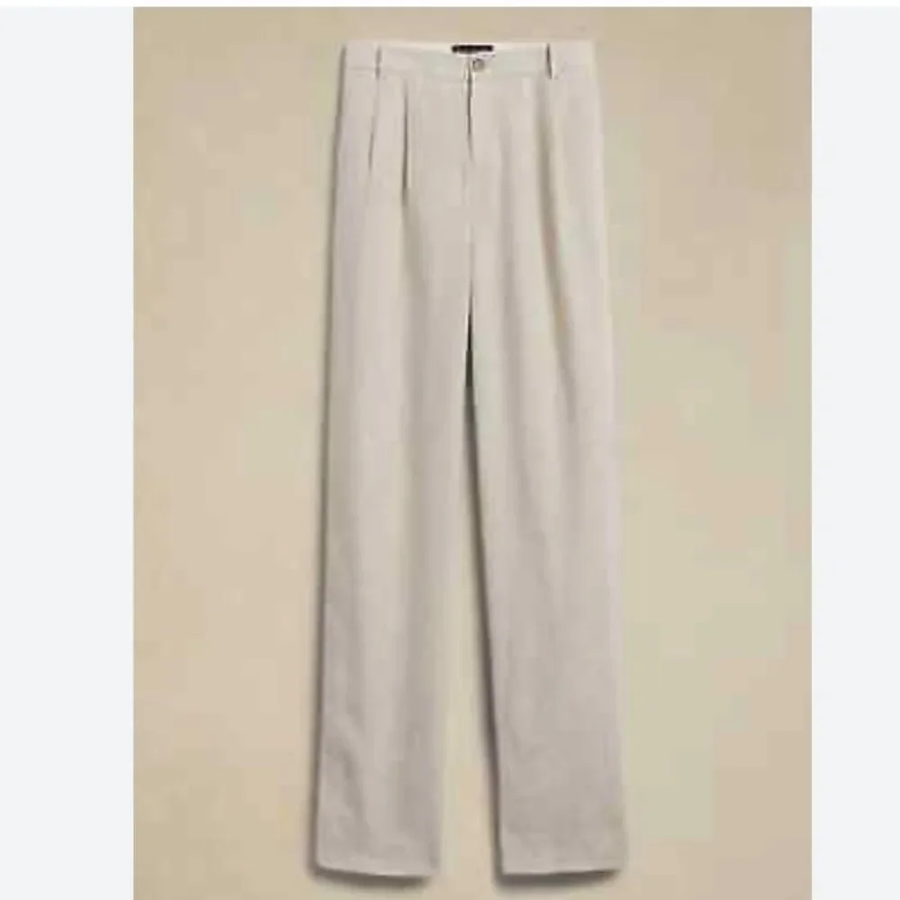 Banana Republic PALMA STRAIGHT-LEG LINEN PANT Size 4 Natural Linen
